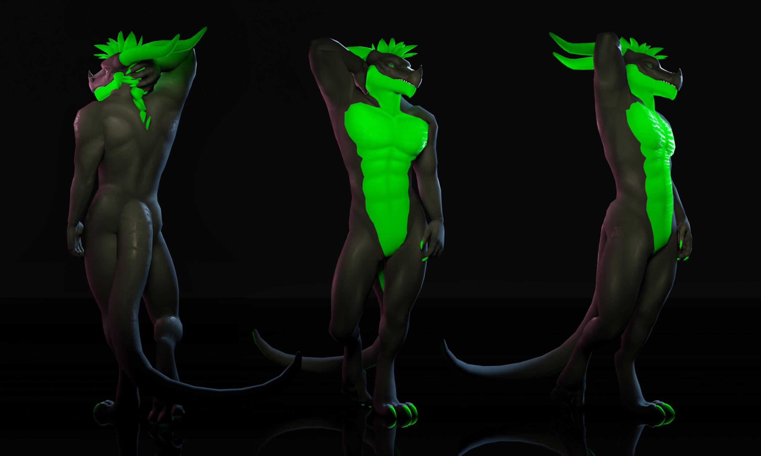 BlackiMoon VRChat Avatar rendered in Blender. Lower Mid-Detail Model