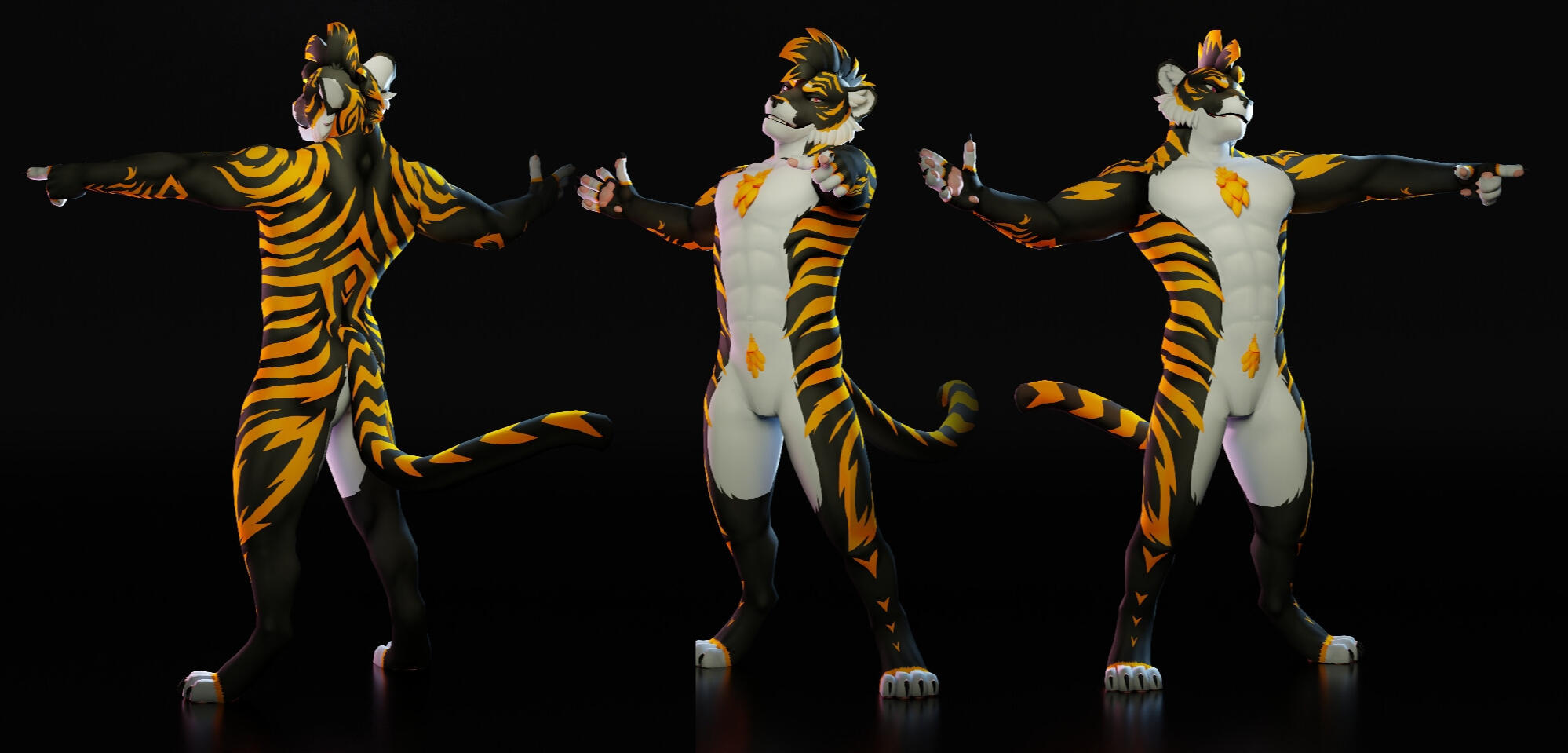 Tigon VrChat Avatar Rendered in Blender. Higher Low-Detail