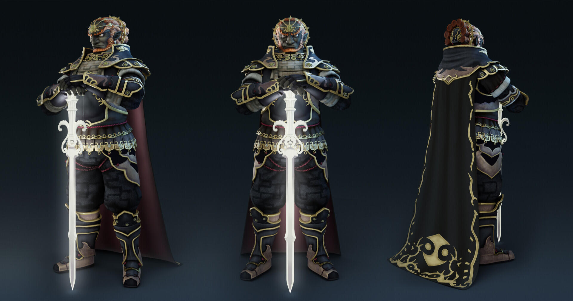 Fan work of Lord Ganondorf from LoZ:Twilight Princess. Fan work of Lord Ganondorf from LoZ:Twilight Princess. High-Detail 3D Model Posed and Rendered in Blender. Optimized for Performance in video games. ~60k Quads.